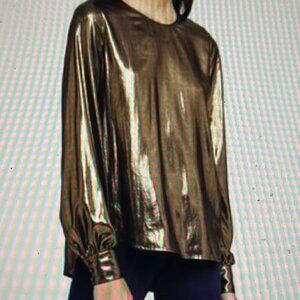 Lagence Metallic Gold Catia Blouse in Size Medium